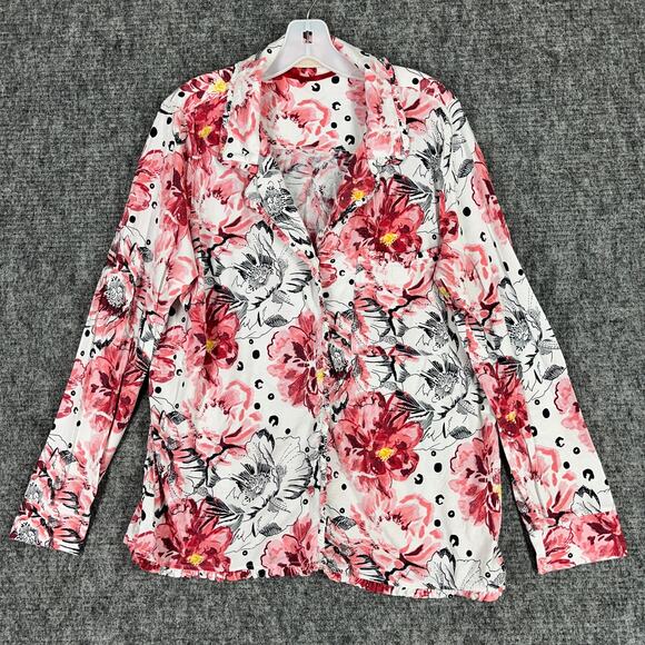 Soft Surroundings Pajama Top Womens Reed Floral Button Up Relaxed Stretch‎ - Picture 1 of 8